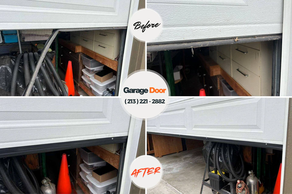 Before and after: garage door repair Woodward, OK